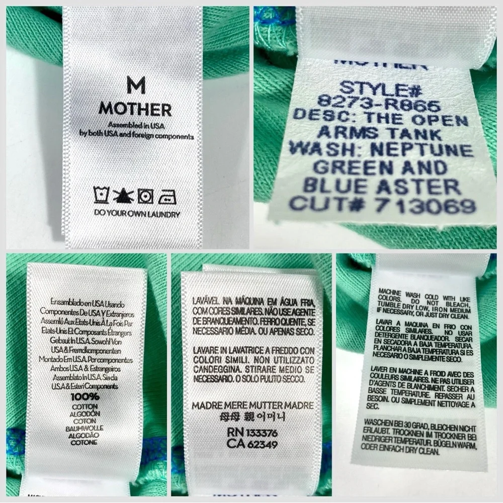 Mother The Open Arms Tank Top Neptune Green And Blue Aster XS M NWT - Picture 14 of 16